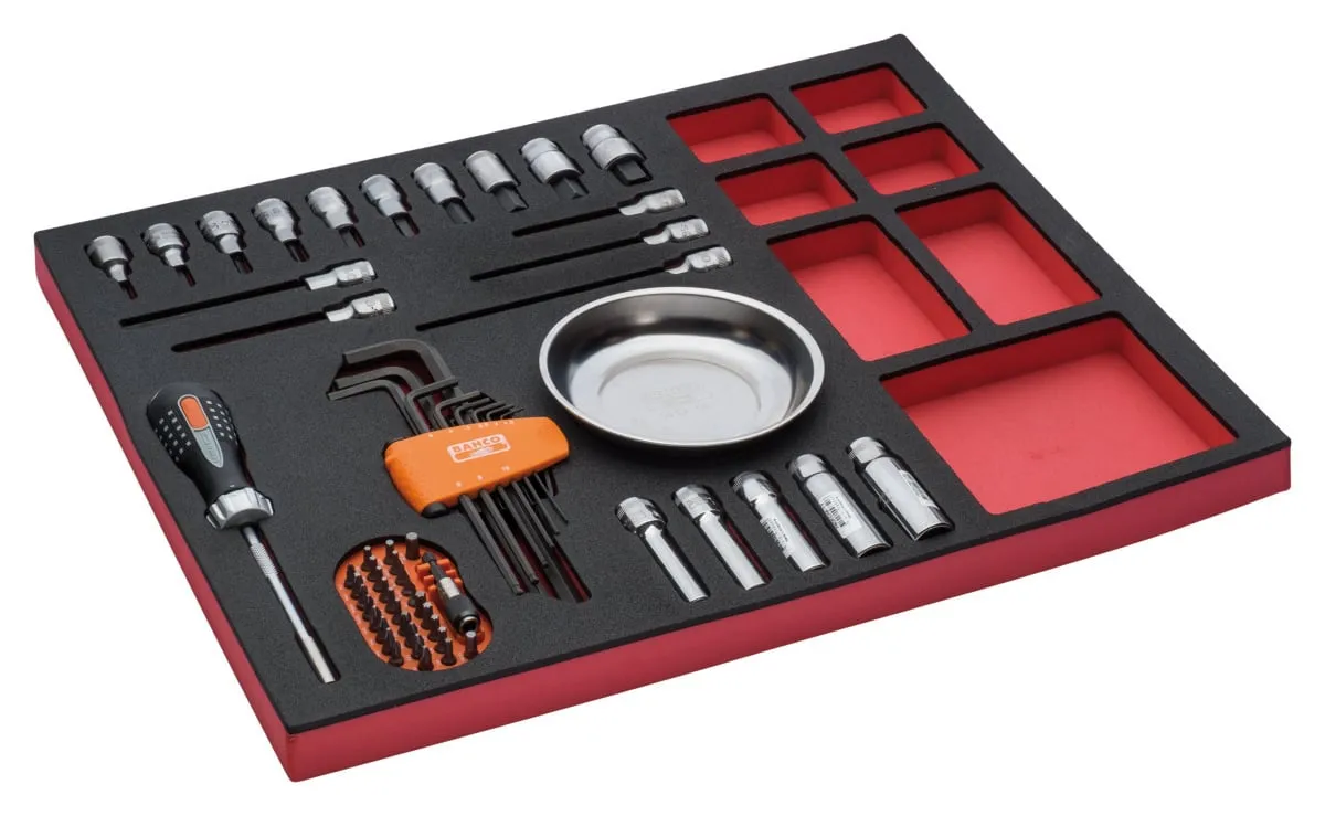 BAHCO FOAMINLAY FIT&GO 3/3 MET SCHROEVENDRAAIERS | SCHROEVENDRAAIERDOPSLEUTELS | INBUSSLEUTELS EN BITS – 62DELIG 