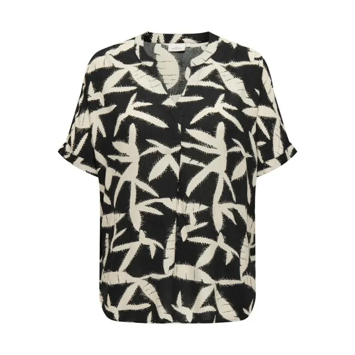 CARMAKOMA CARMERIELLE MIO LIFE S/S VNECK TOP: CLOUD DANCER/ABTRACT FLOWER  