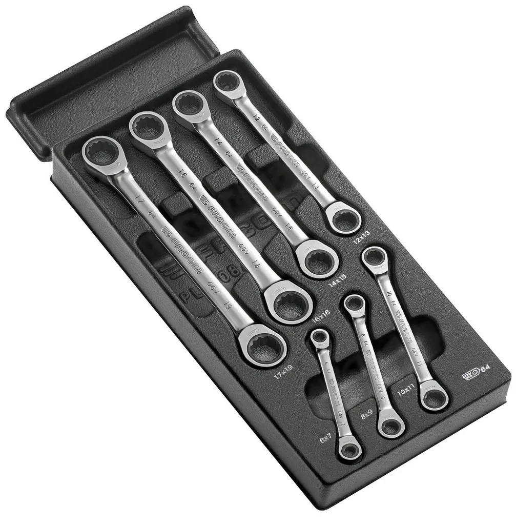 FACOM MODULE MET 7 RATELRINGSLEUTELS 12KANT 6 TOT 19 MM – MOD.64J7