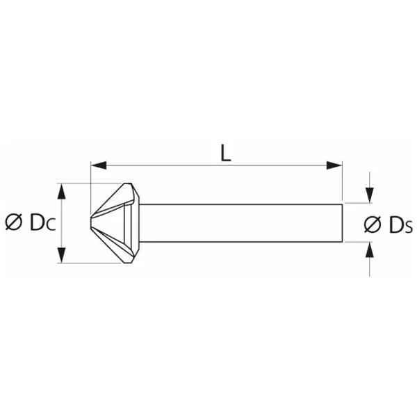 GARANT PRECISIEVERZINKBOOR MET ONGELIJKE STEEK EN 3 SPANVLAKKEN 90°, TIALN, BUITEN⌀ DC: 4,3MM