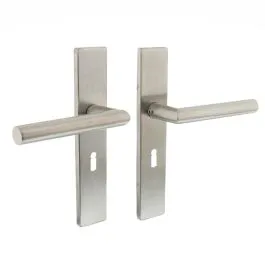 INTERSTEEL Deurkruk Hoek 90°op verdekt schild rechthoek sleutelgat 56mm met nokken 7mm RVS