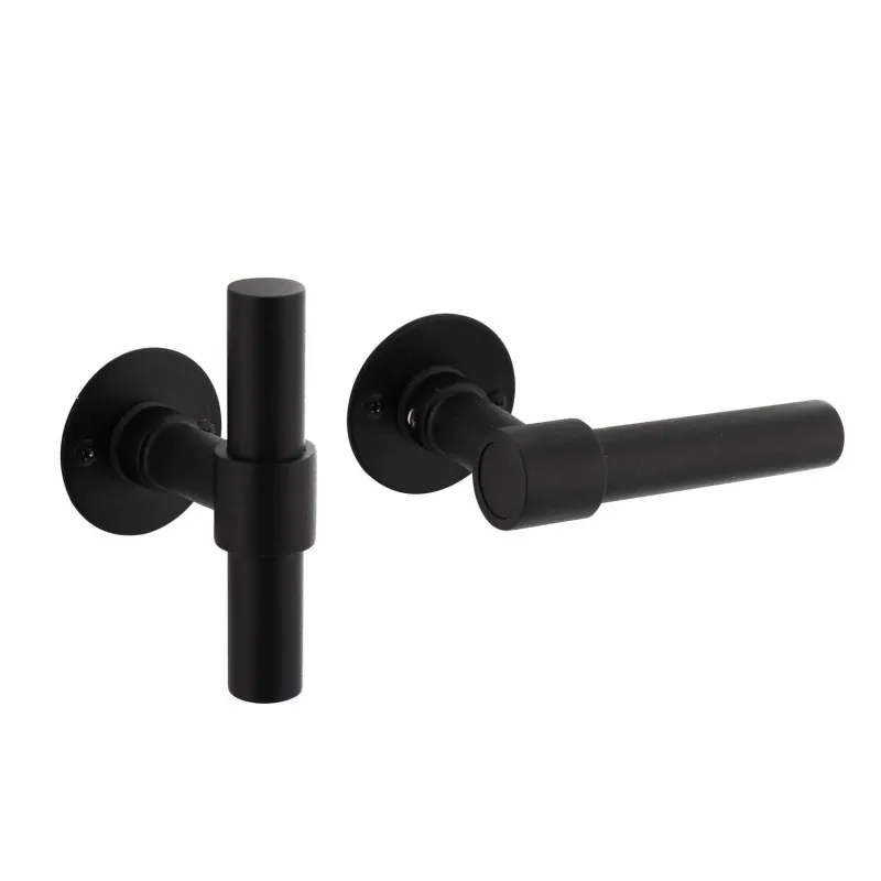 INTERSTEEL DEURKRUK L/TMODEL MET ROZET 2 MM RVS/ZWART