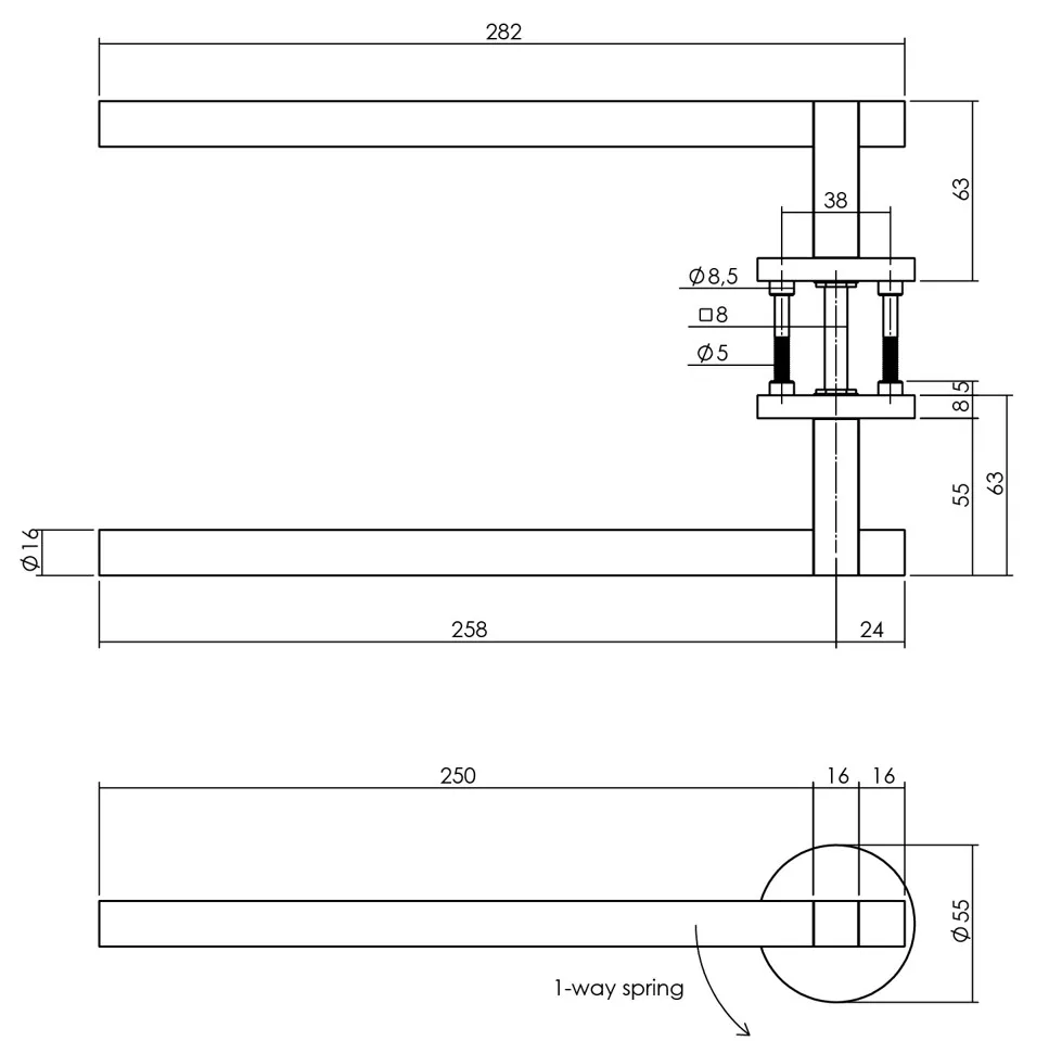 Intersteel deurkruk Shiraat by Grand & Johnson op rozet éénzijdig verdekt links ø55x8mm PVD zwart