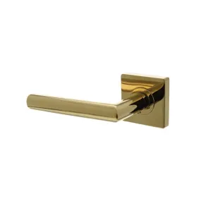Intersteel enkele deurkruk links Bastian op vierkante rozet met nokken 55x55x10mm PVD messingkleur