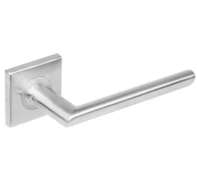 Intersteel enkele deurkruk ovaal Hoek 90° rechts op rozet vierkant dubbel geveerd RVS