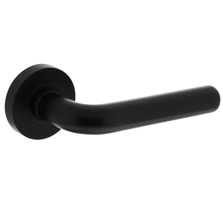 Intersteel Enkele deurkruk rechts Agatha op ronde rozet 53x8mm met nokken mat zwart