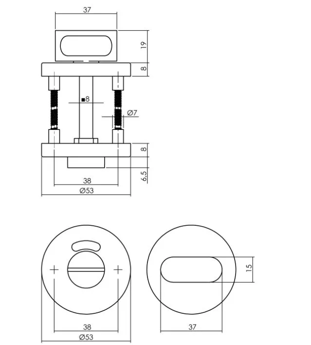 INTERSTEEL WCSLUITING 8MM VERDEKT MET NOKKEN ø53X8MM RVS ANTRACIET GRIJS