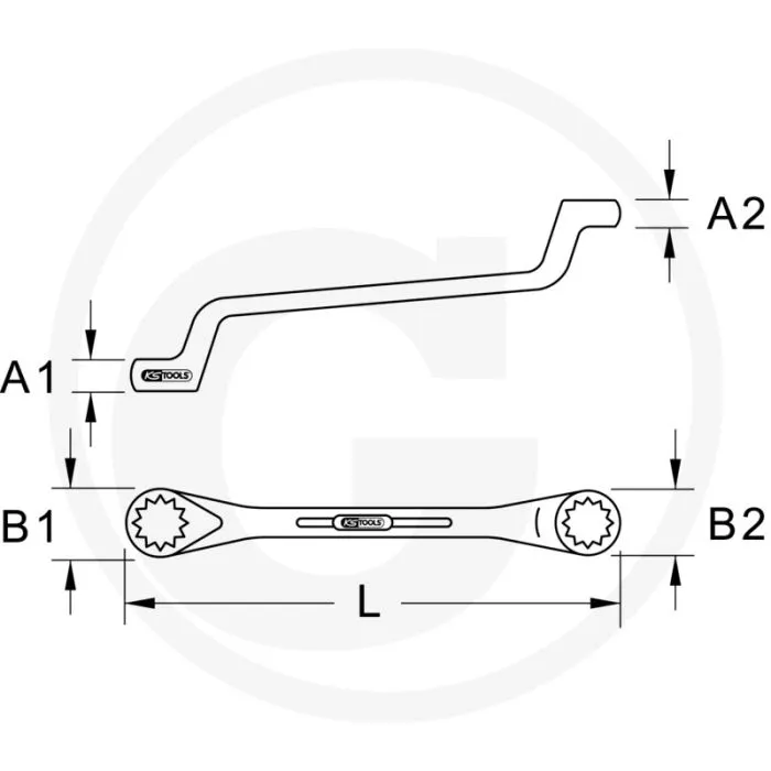 KS TOOLS BRONZE DOPPELRINGSCHLüSSEL GEKRöPFT 50X55MM  VONKVRIJ, CORROSIEBESTENDIG, 75° GEKRöPFT