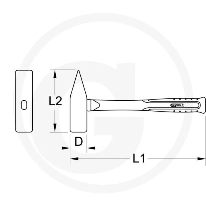 KS TOOLS BRONZE VORSCHLAGHAMMER 8000 G, MIT HICKO  VONKVRIJ, CORROSIEBESTENDIG, 8150G