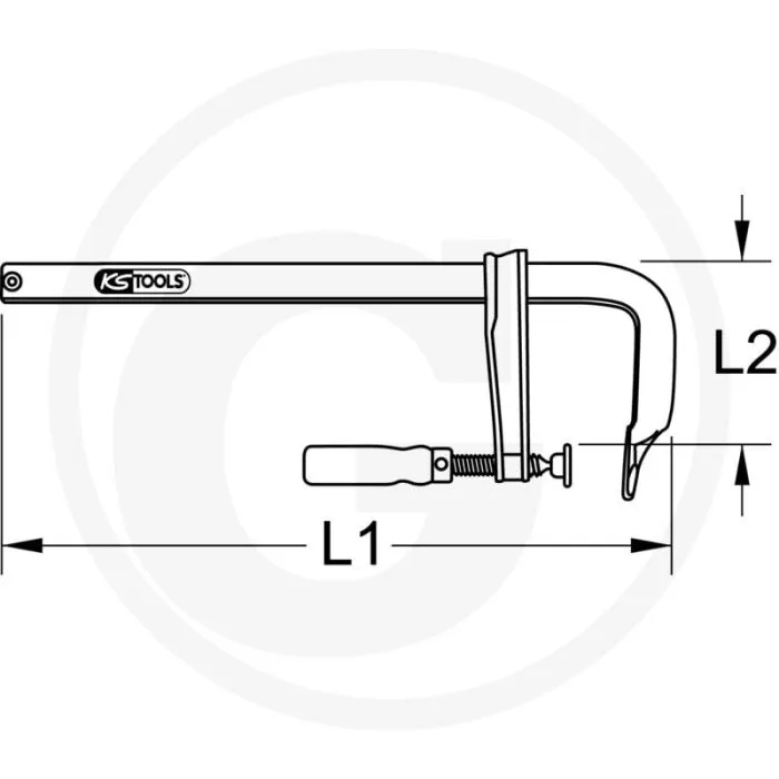 KS TOOLS LIJMTANG VAN GIETIJZER, 100  250 MM  EXTREEM ROBUUSTE SPINDEL