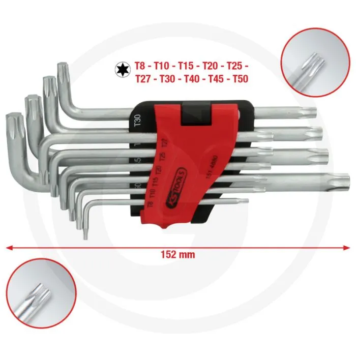 KS TOOLS TXSTERNWINKELSTIFTSCHLüSSELSATZ, LANG, 10TLG.  SPEZIALWERKZEUGSTAHL