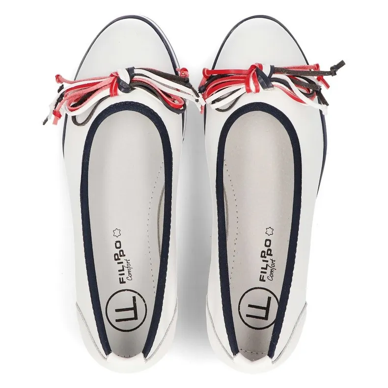 Leren ballerina's Filippo DP2159 / 21 Wh wit
