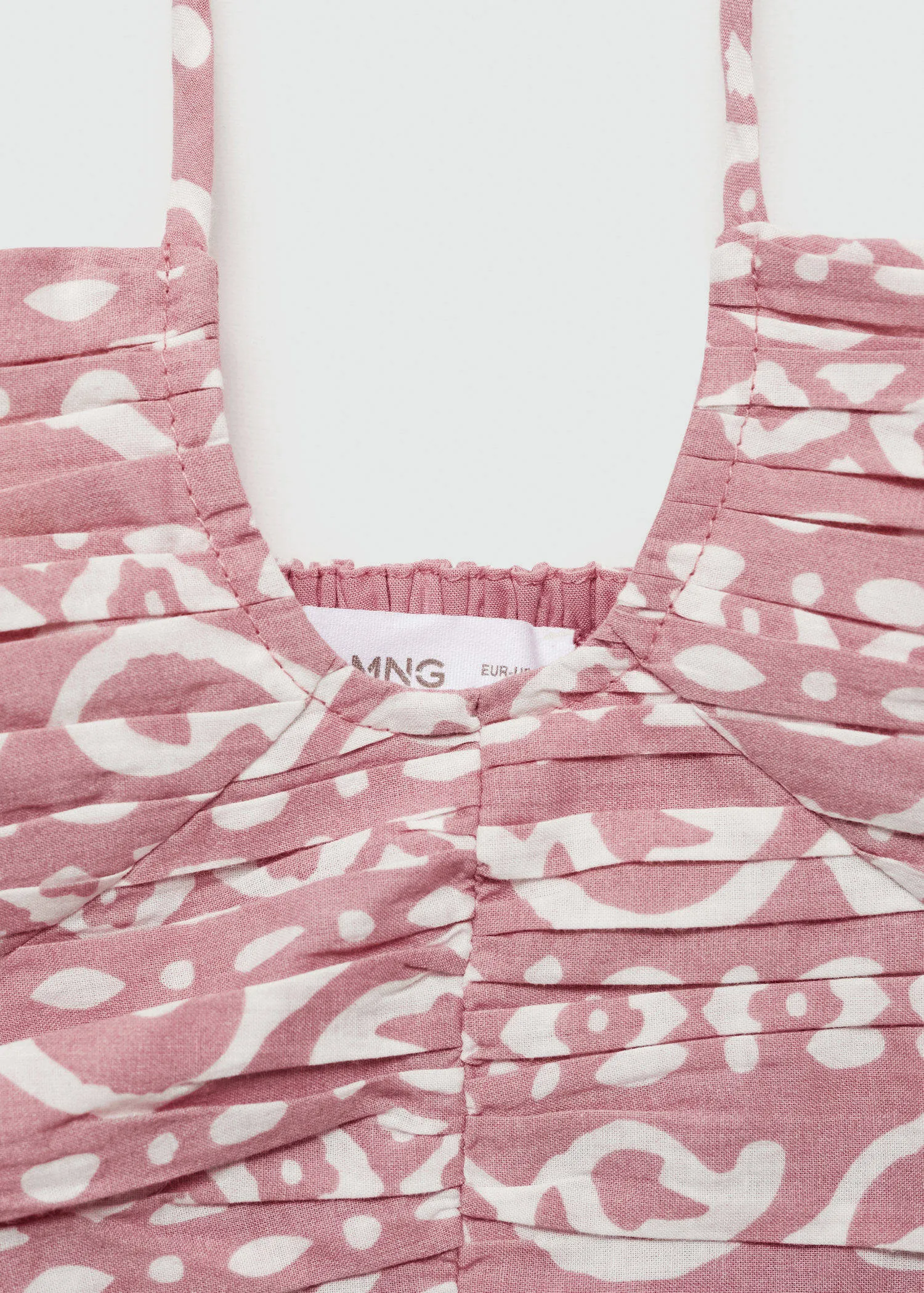 Mango Kids crop top met all over print pastelroze Meisjes Katoen Vierkante hals 152(XXS)