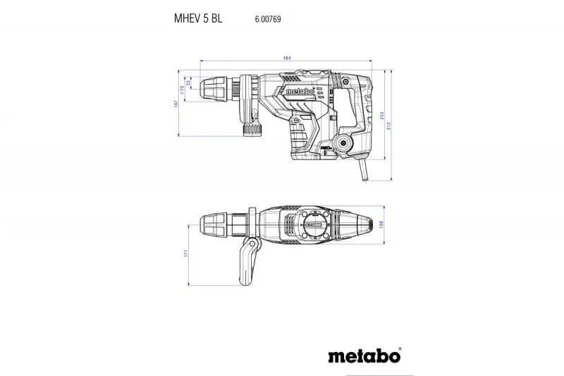 Metabo MHEV 5 BL Beitelhamer | 8,7J | SDS Max | 1150 W | +Koffer