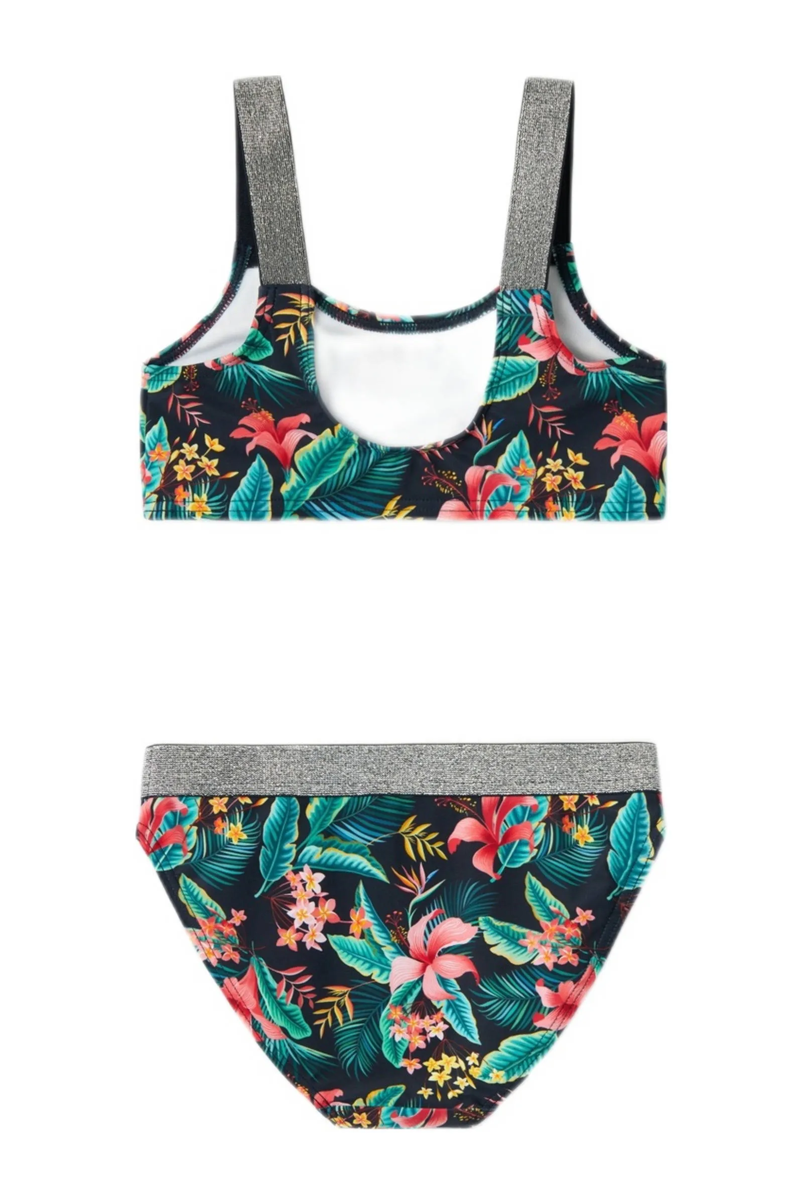 Name it KIDS crop bikini NKFZERIA donkerblauw groen roze Meisjes Polyamide 158 164