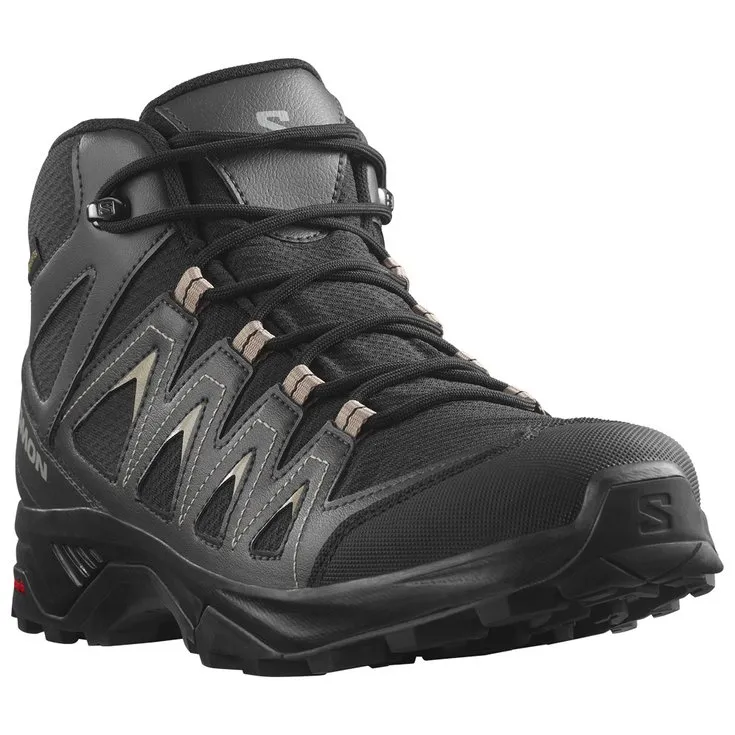 TREKKINGSCHOENEN SALOMON X BRAZE MID GORETEX BLACK PHANTOM VINTAGE KHAKI